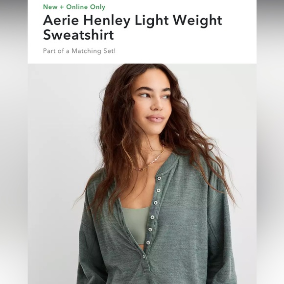 aerie Tops - Aerie button down Henley sweatshirt size medium in Palm, NWT sold out online